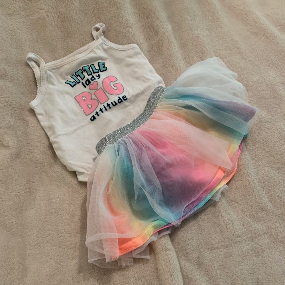 Garanimals Sleeveless Body Suit and Rainbow Tutu Size 6-9 Months